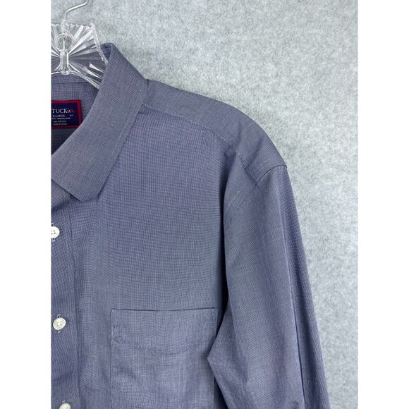 UNTUCKit Shirt Mens XL Blue Checks Button Up Wrinkle Free Denim Work - Picture 3 of 10
